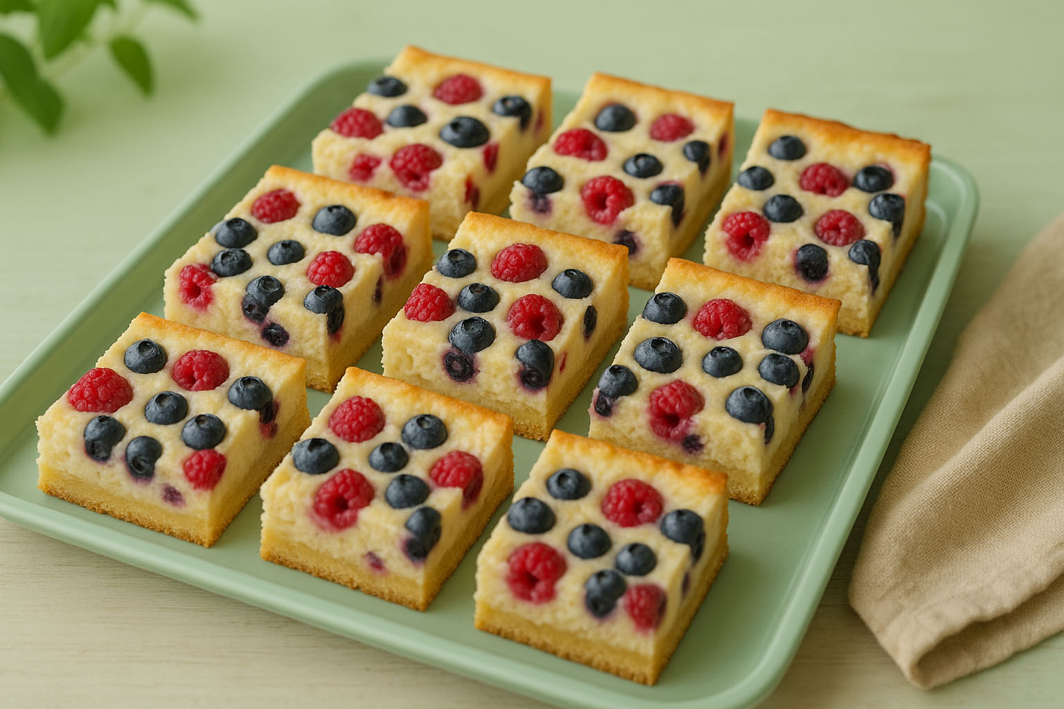 Cuadraditos de ricota y frutos rojos fáciles