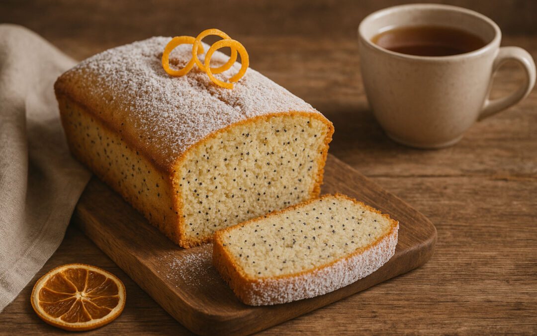 Budín de naranja y amapola esponjoso y aromático