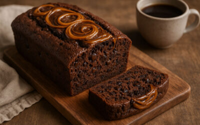 Budín de dulce de leche y chocolate húmedo y tentador